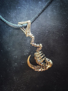 Grim Reaper's Scythe Skull Pendant | 925 Silver + Brass