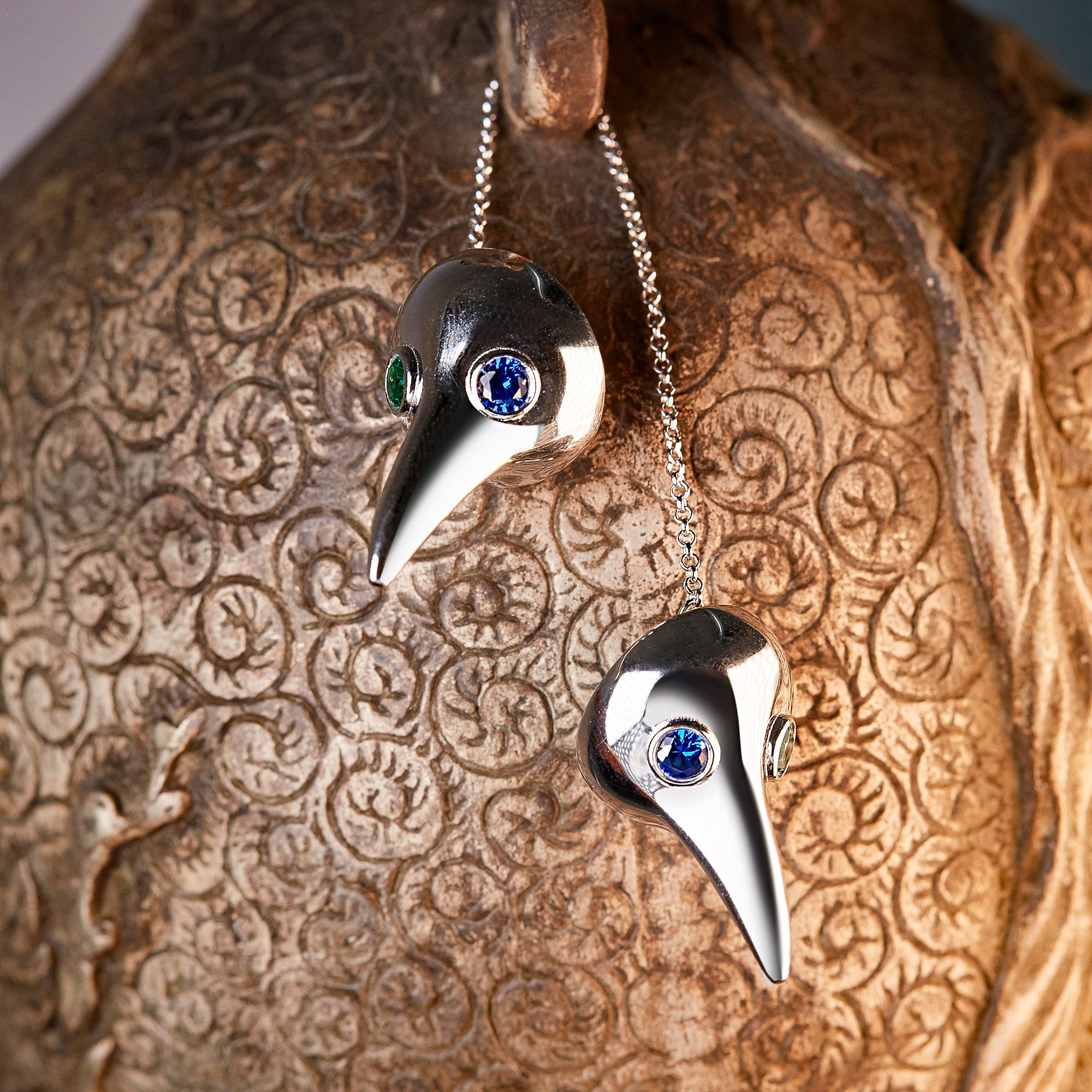 Bird Collar Brooches | 925 Silver + Synthetic Zircon
