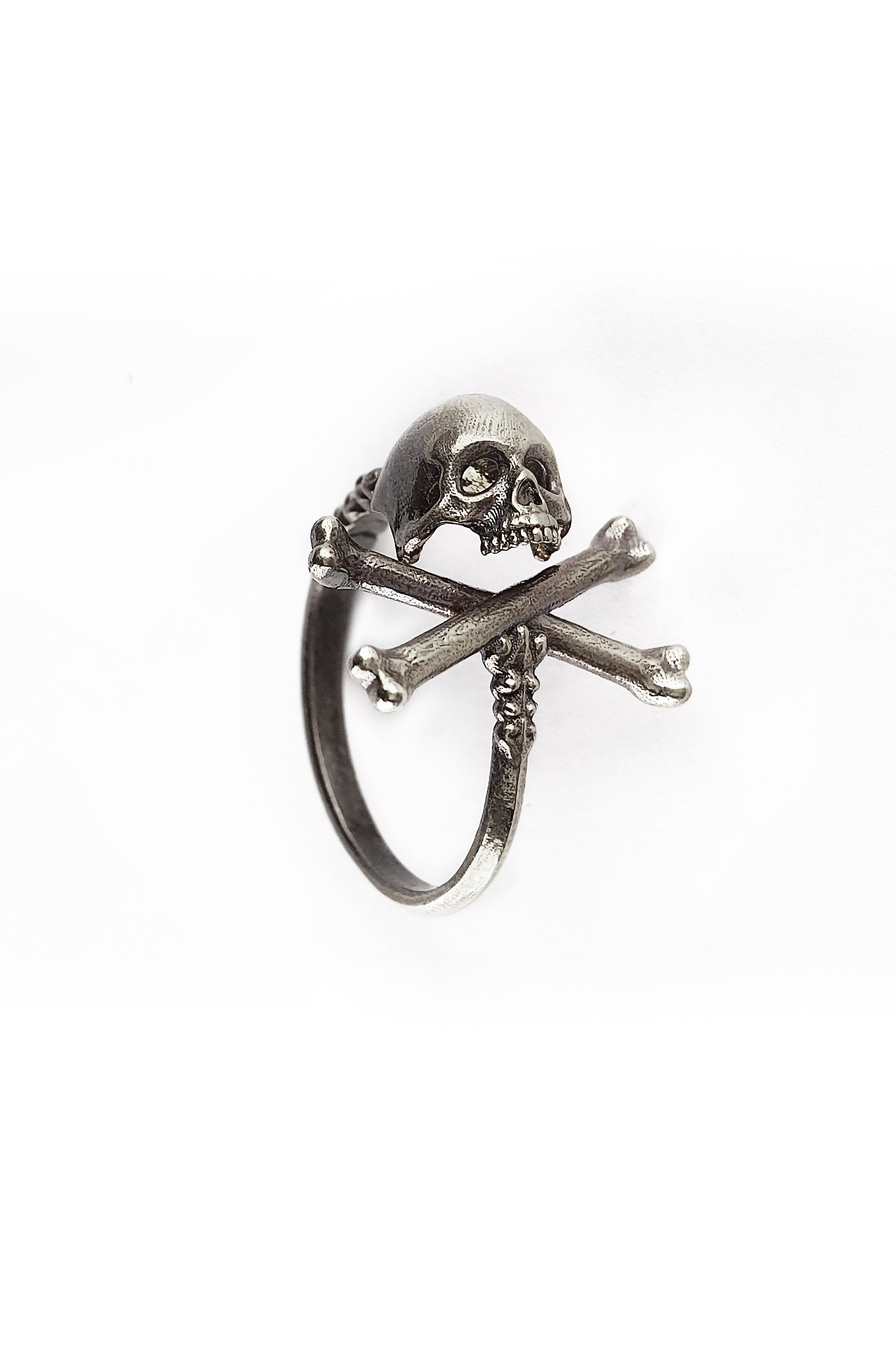 Cross Bones Adjustable Skull Ring | 925 Silver
