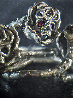 Dainty Rose adjustable Skull Ring | 925 Silver