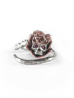 Dainty Rose adjustable Skull Ring | 925 Silver