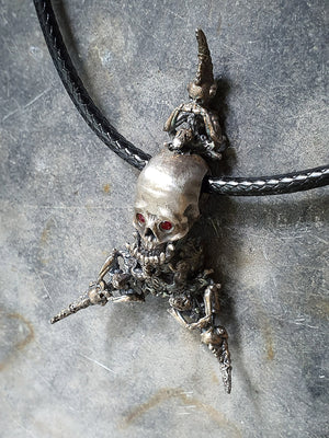 Evil Within Skull Pendant | 925 Silver + Brass