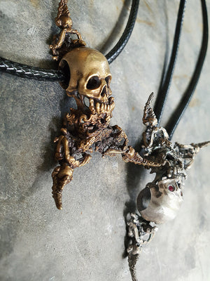 Evil Within Skull Pendant | 925 Silver + Brass