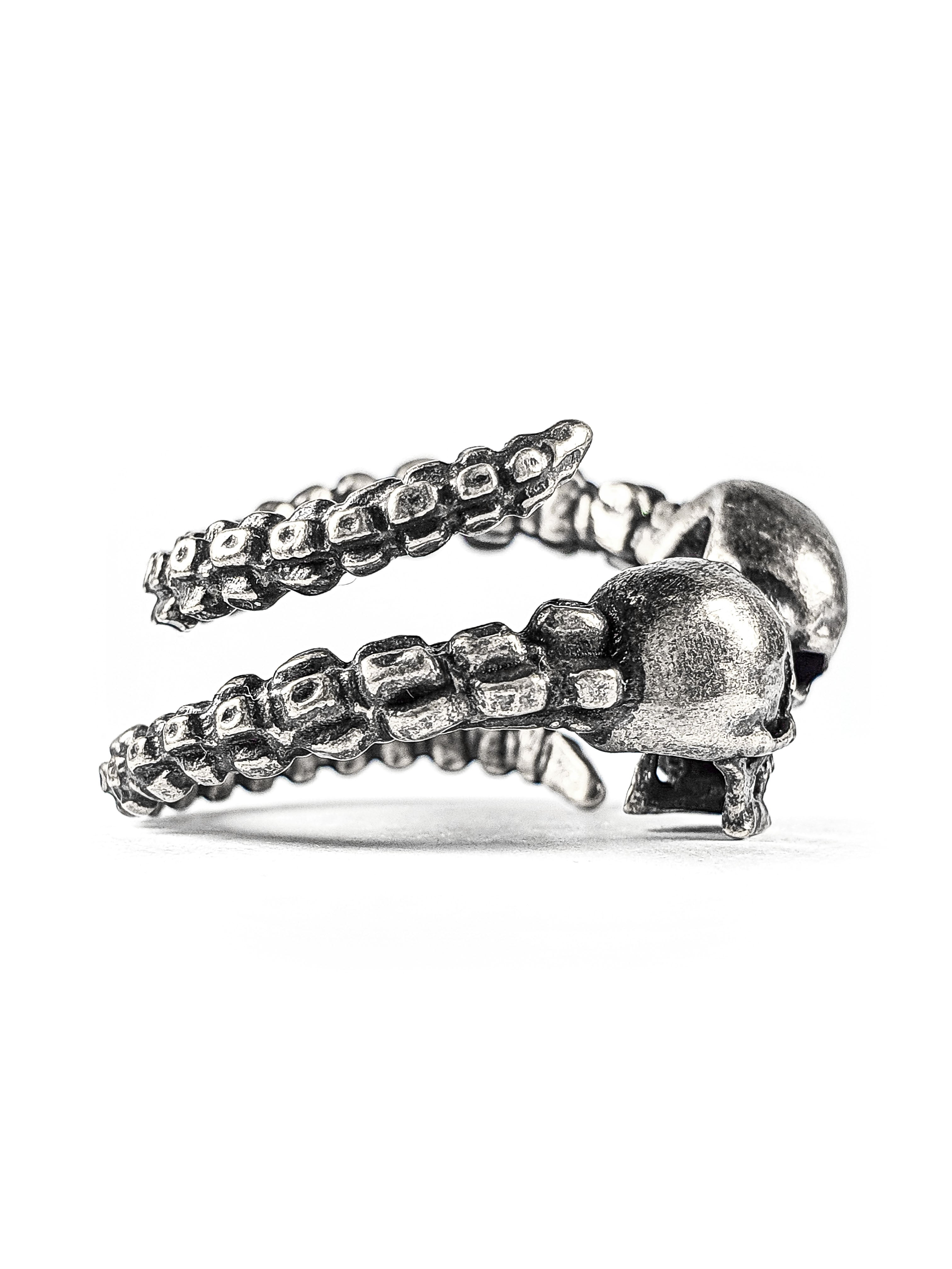 Eternal Kiss adjustable Skull Ring | 925 Silver + Brass