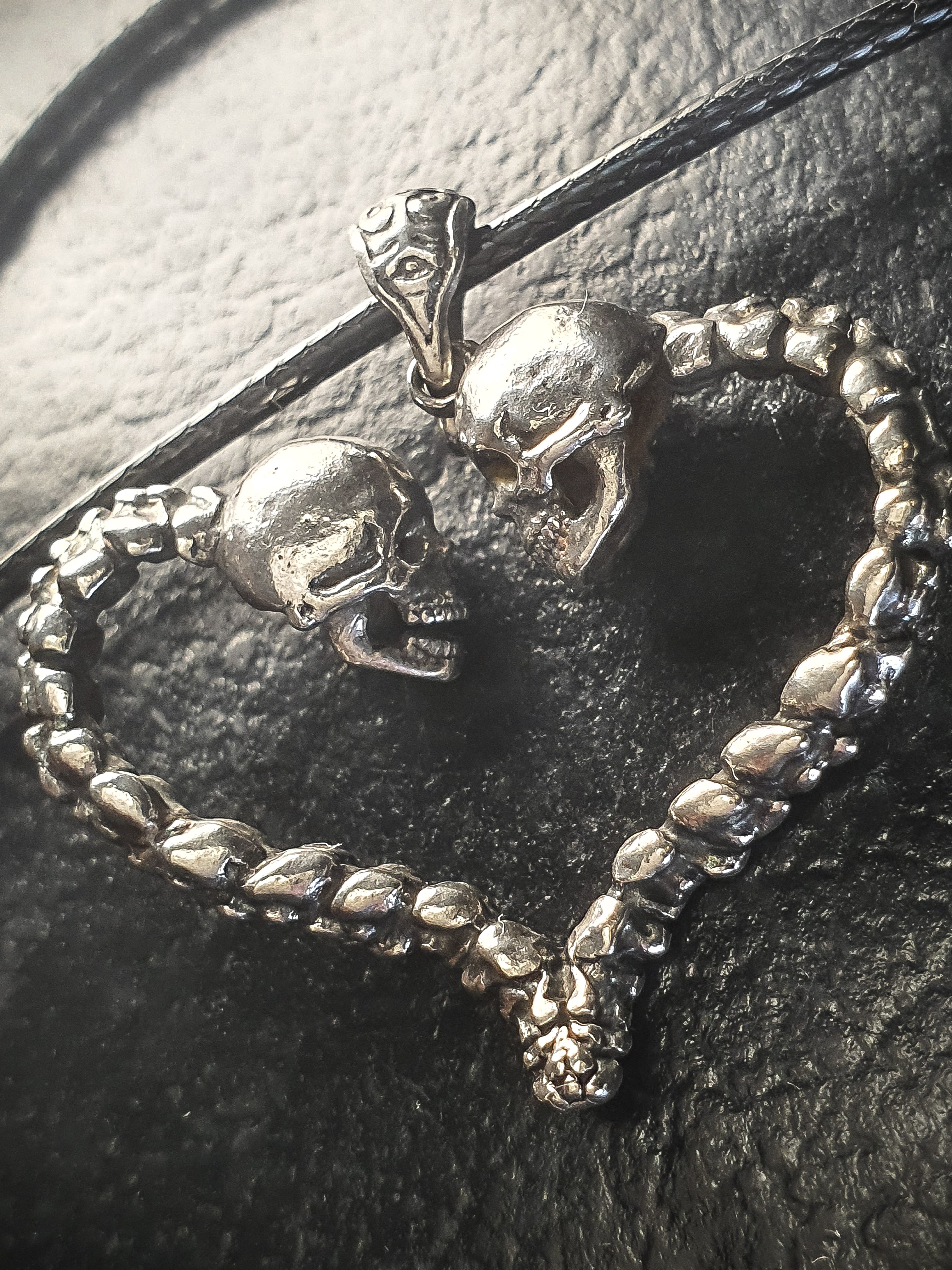 Lovers of Valdaro Skull Heart Shape Pendant | 925 Silver