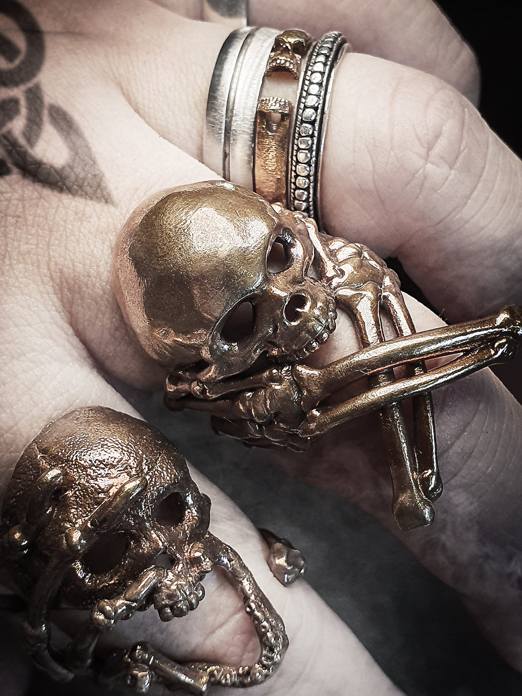 Massive CrossBones Skull Ring | 925 Silver + Brass