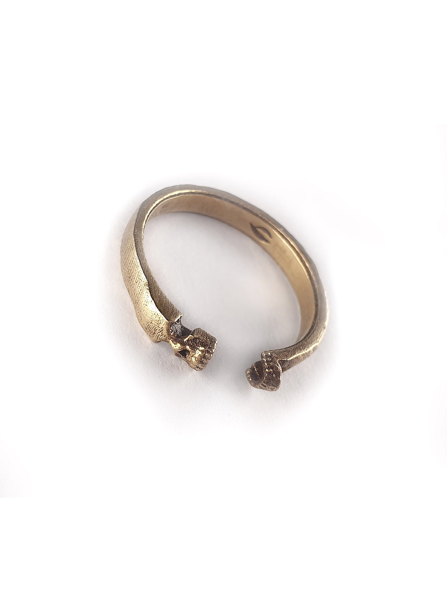 Side Stacker adjustable Skull Ring | 925 Silver + Brass