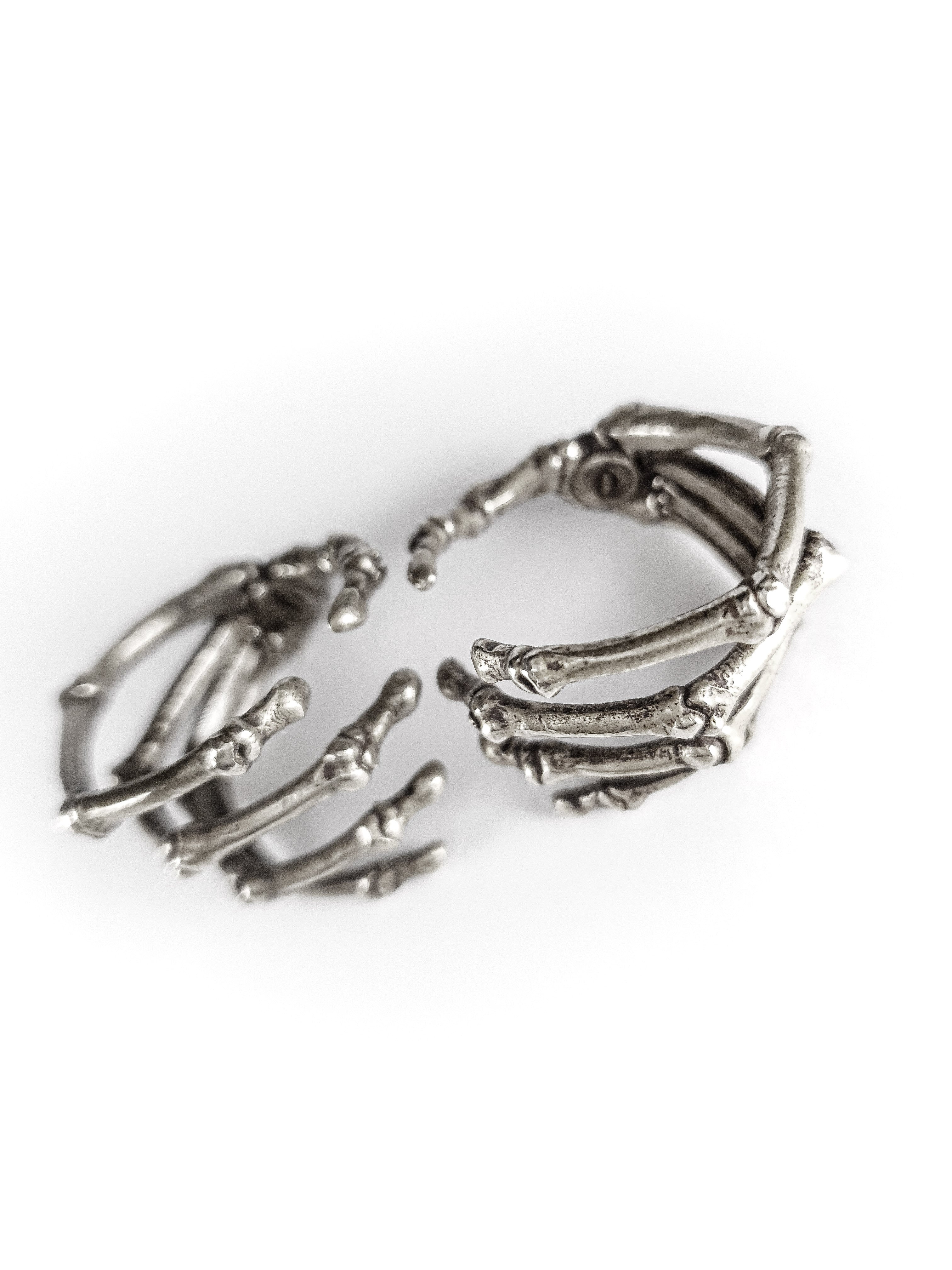 Skeleton Hands adjustable Skull Ring, 925 Silver – Vector Gems