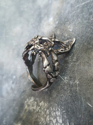 Vampire Bat Skull Ring | 925 Silver + Brass