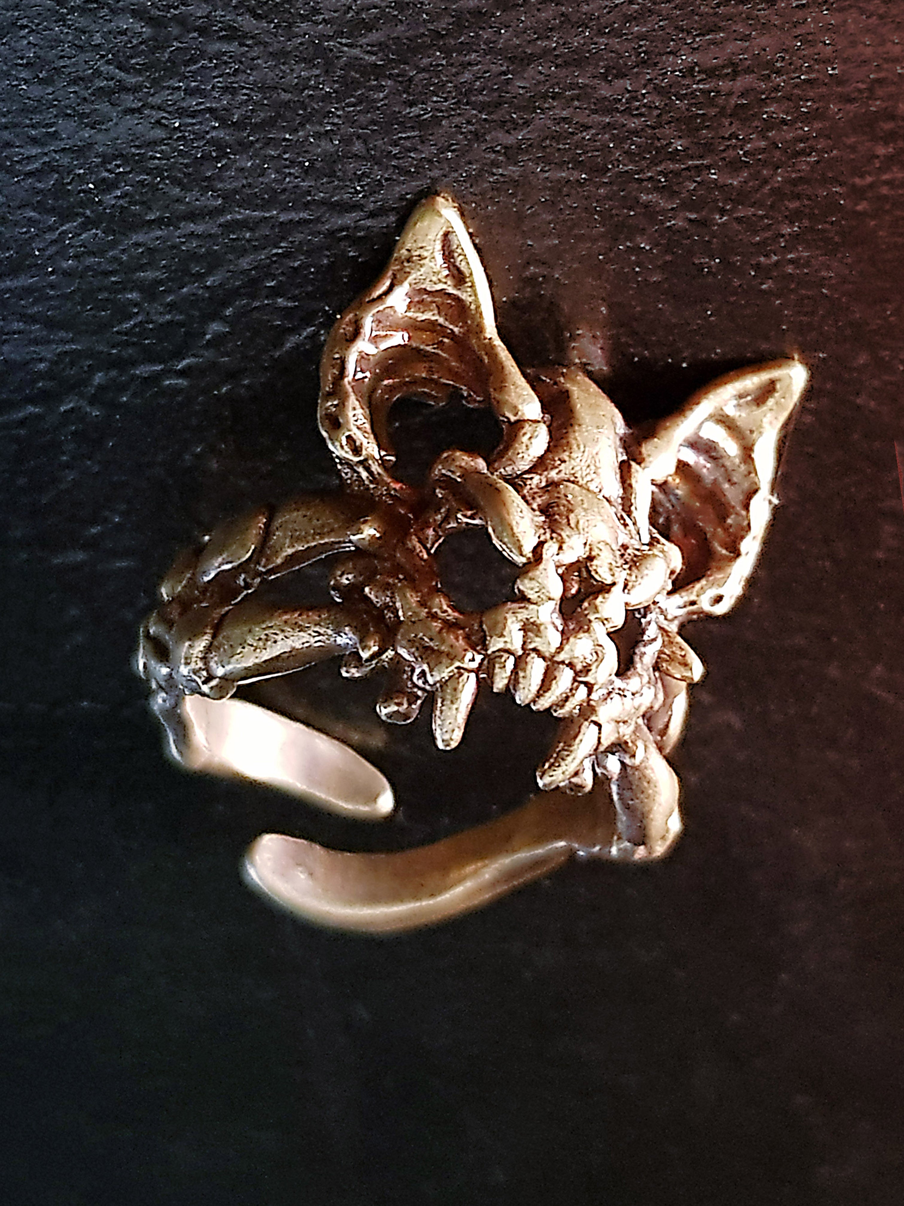 Vampire Bat Skull Ring | 925 Silver + Brass