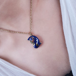 Zen Koi Necklace | 18K Gold +Blue Sapphire+High-temperature Vitreous Enamel