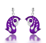 Zen Koi Earrings | Sterling Silver + Purple Epoxy Enamel
