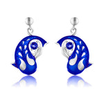 Zen Koi Earrings | Sterling Silver + Blue Epoxy Enamel