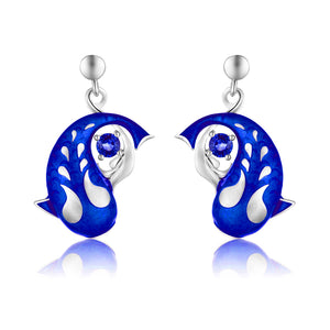 Zen Koi Earrings | Sterling Silver + Blue Epoxy Enamel