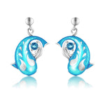 Zen Koi Earrings | Sterling Silver + Lake-blue Epoxy Enamel